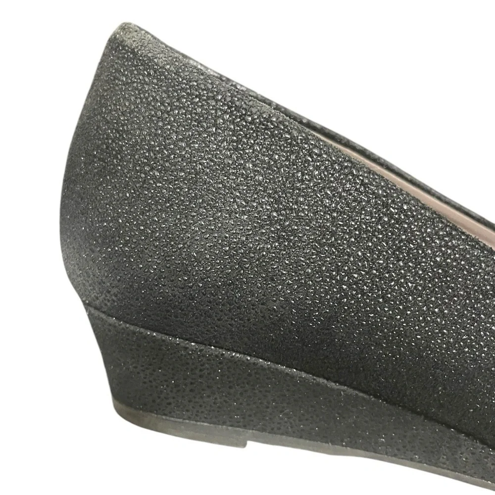 SAS Sophia Wedge Pump Pebbled Leather Comfort Made in Italy WORN ONCE 10 N Black